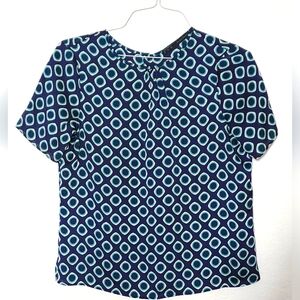 Zara Basic Geometric Print Silky Top with Button down back.   Size Medium